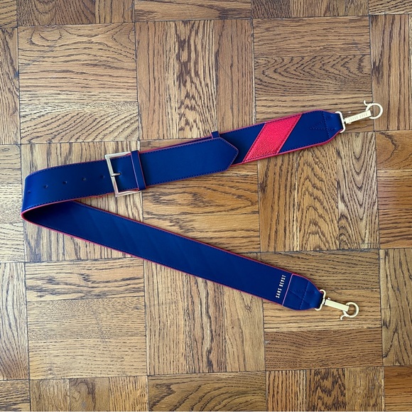 Vegan Leather Metallic Sans Beast Red White and Blue Strap - Picture 3 of 3